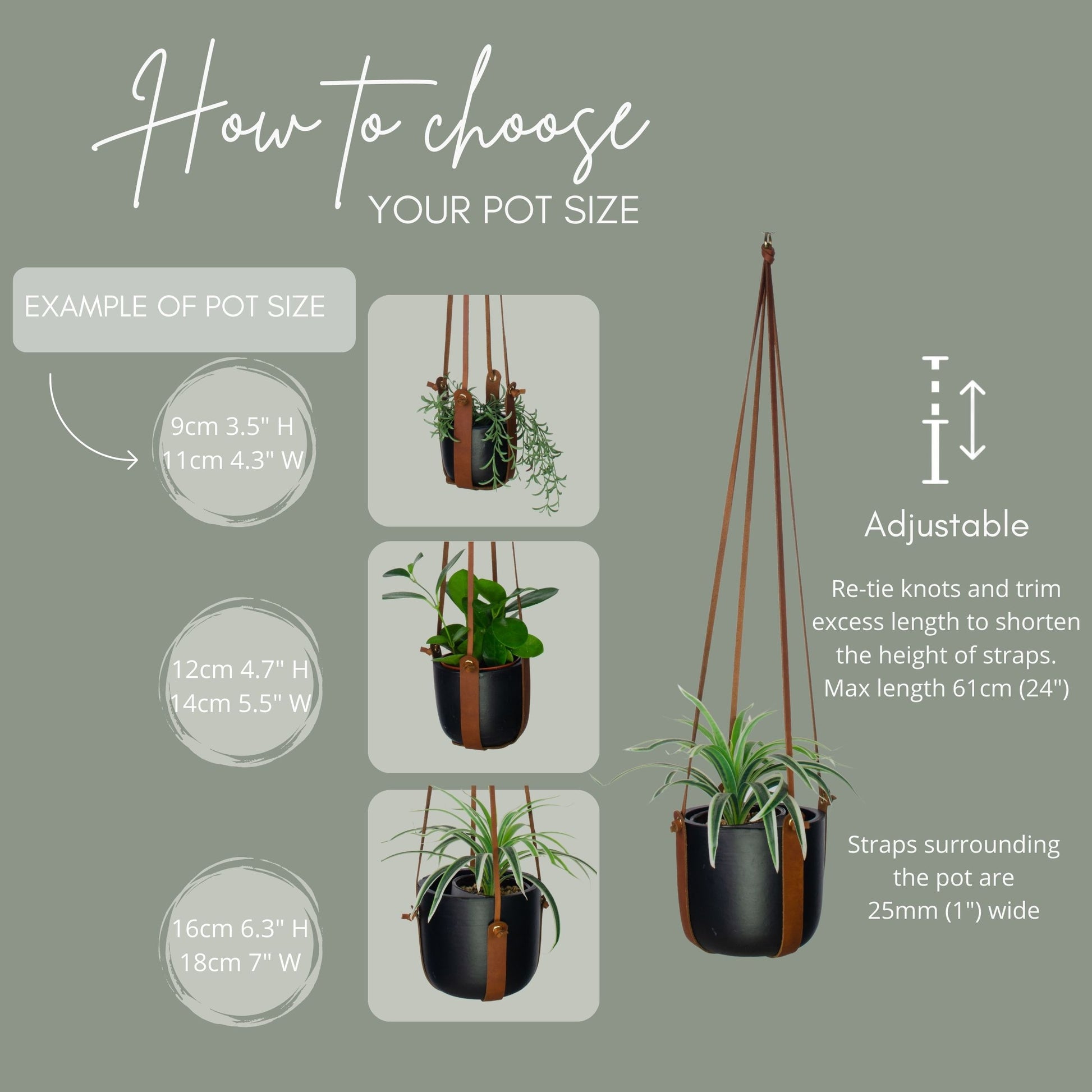 hanging planter with leather strap Leather Plant Hanger