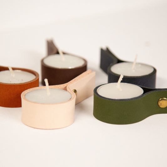 Tealight Candle | Leather Holders